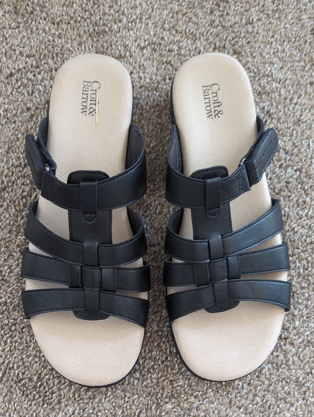 Croft & Barrow Black Magnuss Strappy Velcro Sandals